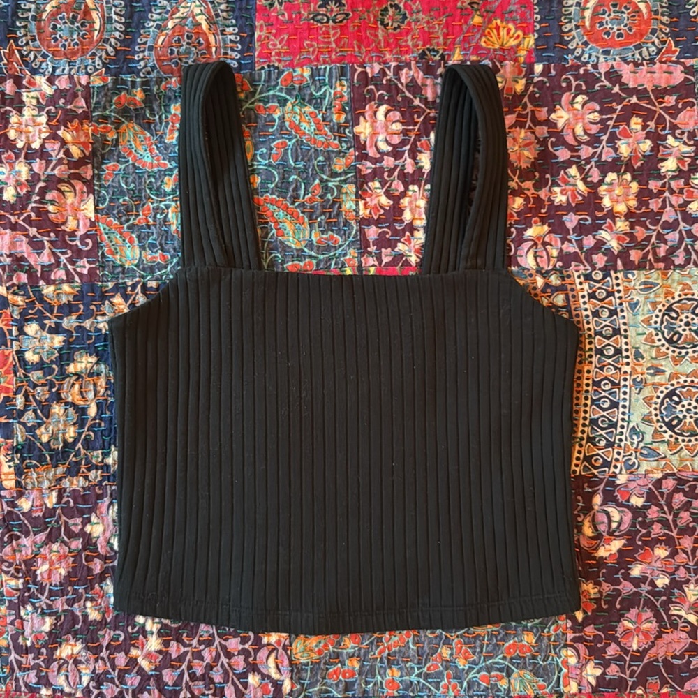 American Eagle Outfitters Black Ribbed Tank Top
